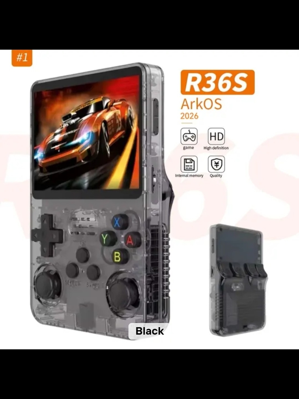 R36S Portable Handheld Game Console - Black